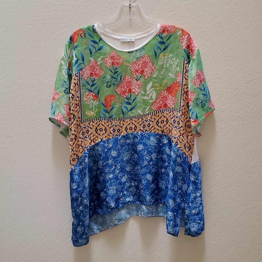 Zara Basic Boho Flowy High Low Top